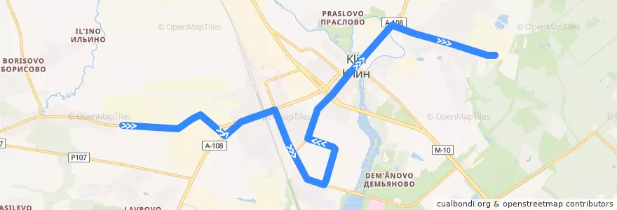 Mapa del recorrido Автобус №3: а/к 1792 - с/т Дружба de la línea  en городской округ Клин.