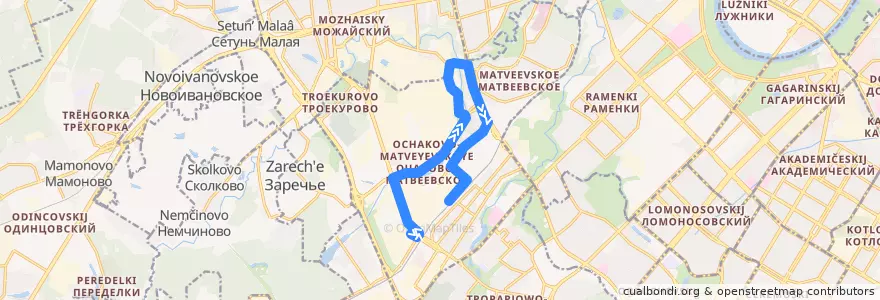 Mapa del recorrido Автобус 807: Пищекомбинат => Станция Очаково de la línea  en район Очаково-Матвеевское.
