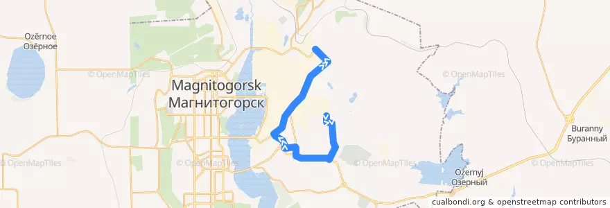 Mapa del recorrido Трамвай №35: РИС - Товарная de la línea  en Магнитогорский городской округ.