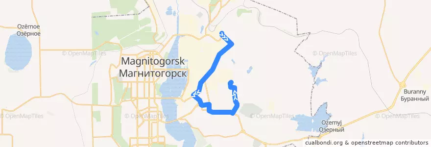 Mapa del recorrido Трамвай №35: Товарная - РИС de la línea  en Магнитогорский городской округ.