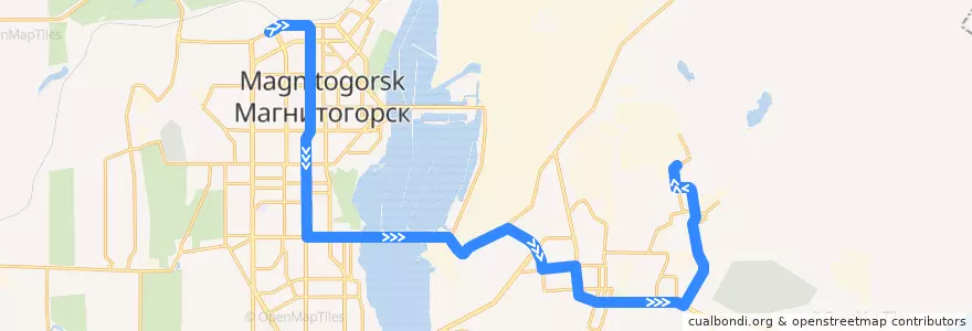 Mapa del recorrido Трамвай №1:Вокзал - РИС de la línea  en Магнитогорский городской округ.