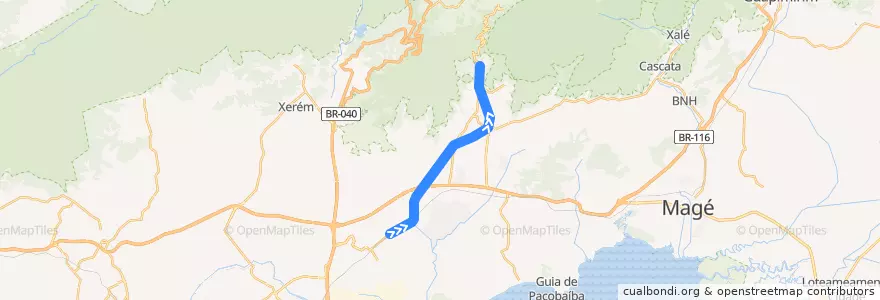 Mapa del recorrido Linha Vila Inhomirim: Saracuruna → Vila Inhomirim de la línea  en Região Geográfica Imediata do Rio de Janeiro.