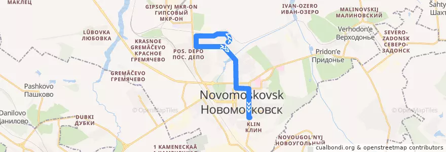 Mapa del recorrido Автобус 29: ул. Молодежная - Мебельная фабрика de la línea  en городской округ Новомосковск.