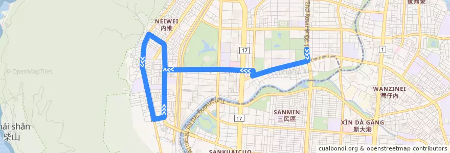 Mapa del recorrido 紅32(往程) de la línea  en 鼓山區.