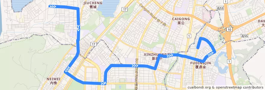 Mapa del recorrido 紅36(正線_往程) de la línea  en 高雄市.