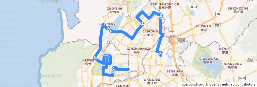 Mapa del recorrido 紅35(往程) de la línea  en Kaohsiung.