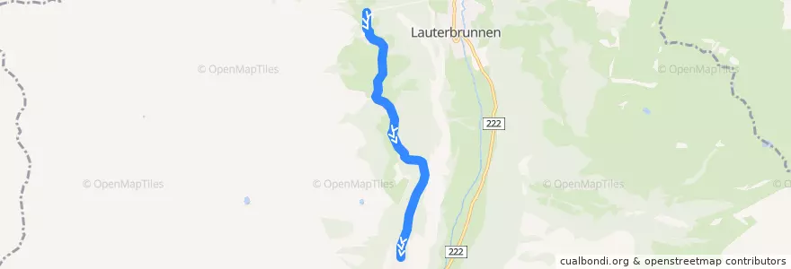 Mapa del recorrido R 313: Grütschalp => Mürren de la línea  en Lauterbrunnen.