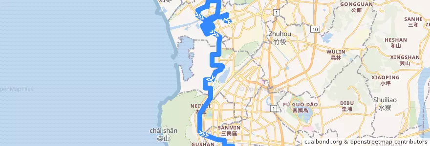 Mapa del recorrido 245路(往程) de la línea  en Kaohsiung.