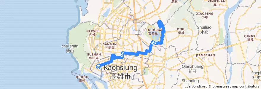 Mapa del recorrido 覺民幹線(往程) de la línea  en 高雄市.