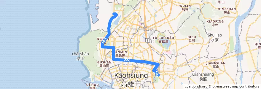 Mapa del recorrido 73路(往程) de la línea  en كاوهسيونغ.