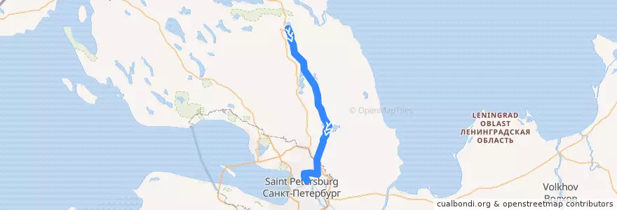 Mapa del recorrido Сосново - Санкт-Петербург de la línea  en Ленинградская область.