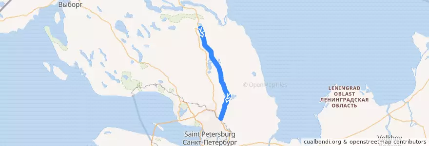 Mapa del recorrido Сосново - Девяткино de la línea  en Всеволожский район.