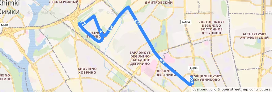 Mapa del recorrido Автобус 656: Метро "Селигерская" => Бусиново de la línea  en район Западное Дегунино.