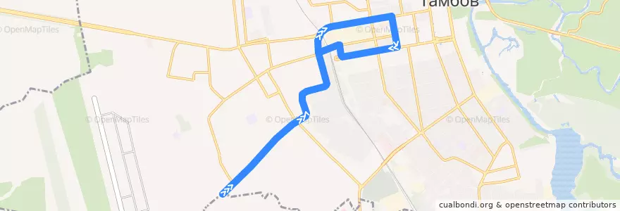 Mapa del recorrido А 4 de la línea  en городской округ Тамбов.