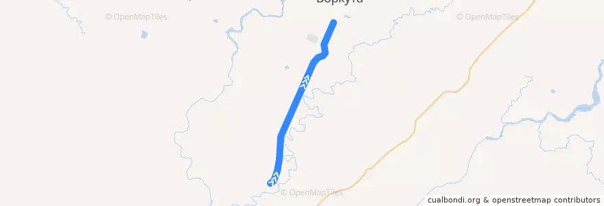 Mapa del recorrido Адлер - Воркута de la línea  en городской округ Воркута.