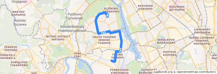 Mapa del recorrido Автобус №96: Метро "Планерная" - Станция МЦД "Тушинская" de la línea  en Nordwestlicher Verwaltungsbezirk.