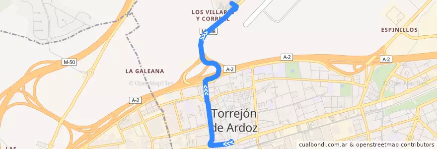 Mapa del recorrido Bus L4: Torrejón de Ardoz → Parque Corredor de la línea  en Torrejón de Ardoz.