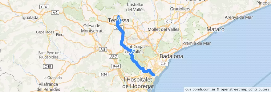 Mapa del recorrido S1: Terrasa - Barcelona de la línea  en Barcelona.