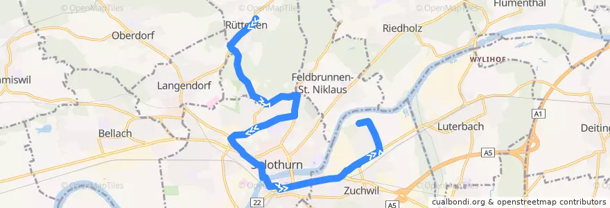 Mapa del recorrido Bus 4: Rüttenen => Zuchwil de la línea  en Amtei Solothurn-Lebern.