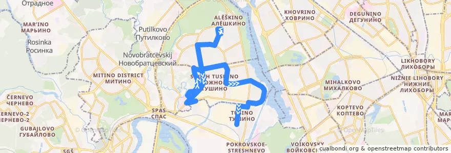 Mapa del recorrido Автобус Т: Станция метро "Планерная" - Станция "Тушино" de la línea  en Северо-Западный административный округ.
