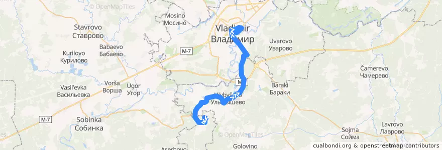 Mapa del recorrido Автобус №115: г.Радужный -> г.Владимир de la línea  en Oblast Wladimir.