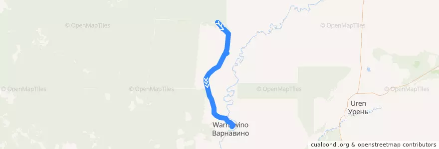 Mapa del recorrido Автобус №112: Стеклозавод => Варнавино de la línea  en Варнавинский район.