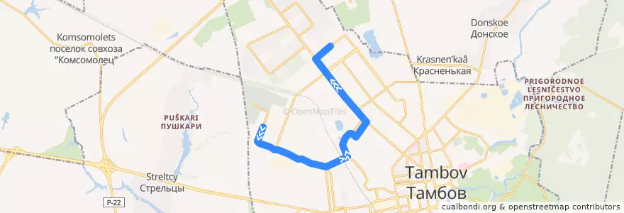 Mapa del recorrido Автобус №12: Мостострой-Чичерина de la línea  en городской округ Тамбов.