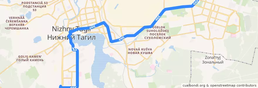Mapa del recorrido Трамвай 17: УВЗ - ГГМ de la línea  en городской округ Нижний Тагил.