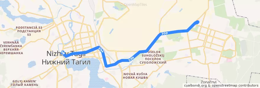 Mapa del recorrido Трамвай 1: Островского - УВЗ de la línea  en городской округ Нижний Тагил.