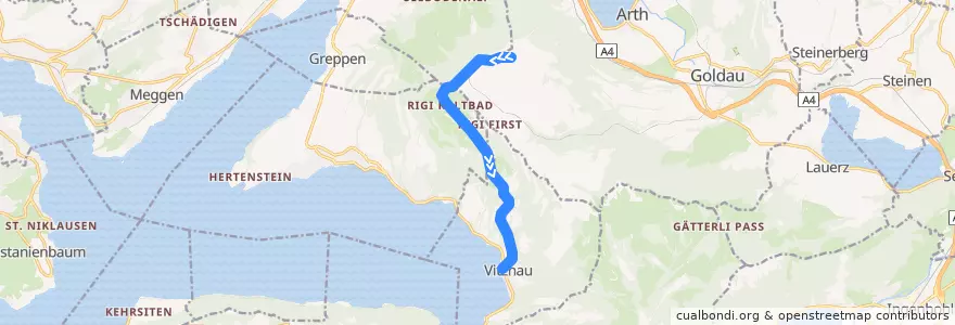 Mapa del recorrido Vitznau-Rigi-Bahn de la línea  en Suíça.