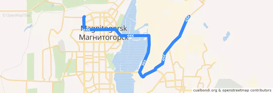 Mapa del recorrido Трамвай №2: Прокатмонтаж - Зеленый рынок de la línea  en Магнитогорский городской округ.