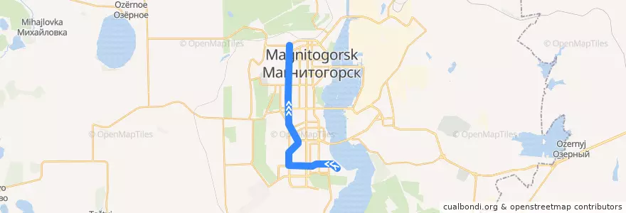 Mapa del recorrido Трамвай №21:Депо-2 - Коробова de la línea  en Магнитогорский городской округ.