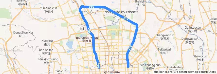 Mapa del recorrido Subway 13: 西直门 => 东直门 de la línea  en Pequim.