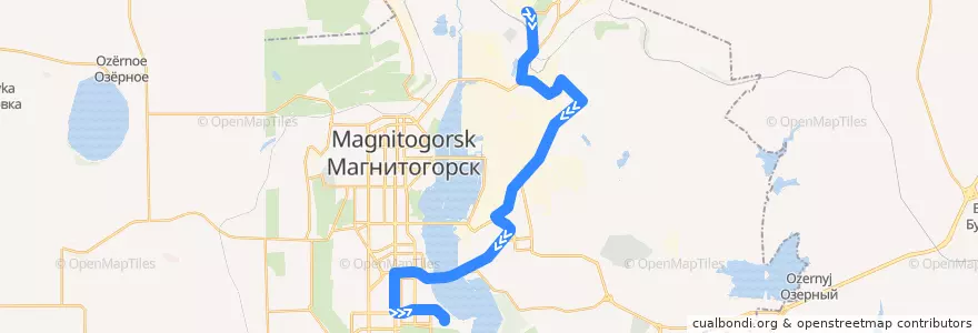 Mapa del recorrido Трамвай №9:ЛЦП - Коробова de la línea  en マグニトゴルスク管区.