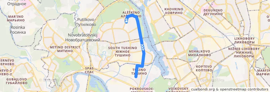Mapa del recorrido Автобус №102: Станция метро "Планерная" - Станция "Тушино" de la línea  en Северо-Западный административный округ.