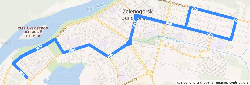 Mapa del recorrido Автобус №24: Парковая-Терапия de la línea  en ЗАТО Зеленогорск.