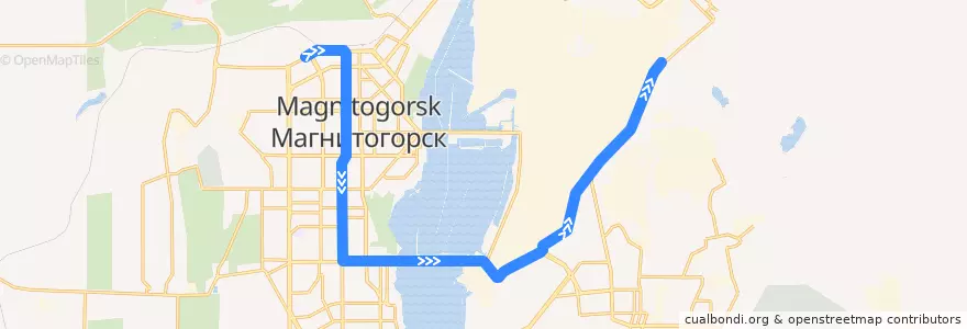 Mapa del recorrido Трамвай №11:Депо-2 - ДОК de la línea  en Магнитогорский городской округ.