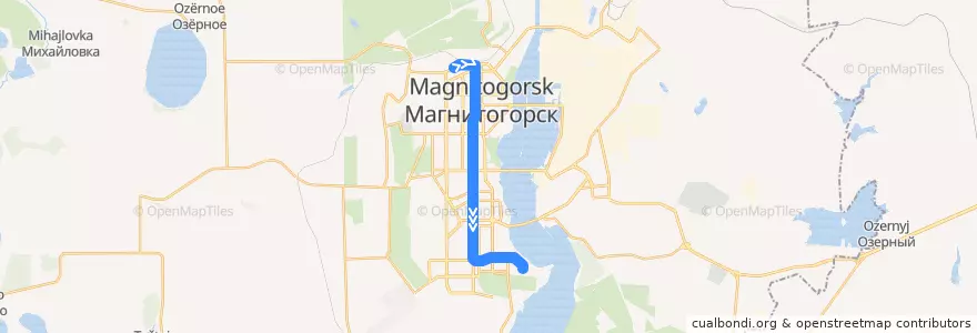 Mapa del recorrido Трамвай №29:Вокзал - Коробова de la línea  en Магнитогорский городской округ.