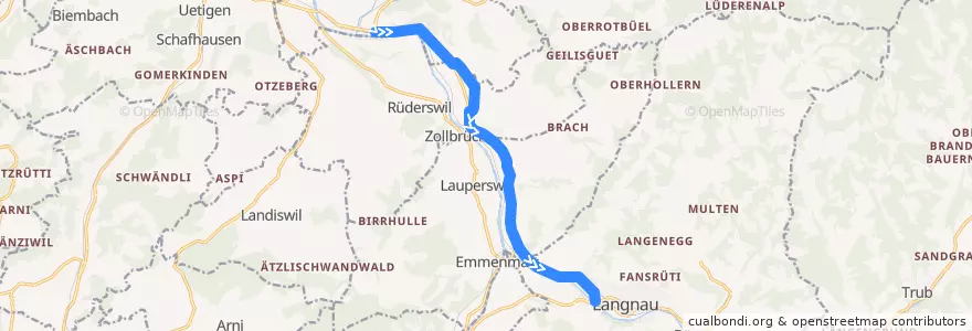 Mapa del recorrido Bus 284: Ramsei, Bahnhof - Fankhaus (Trub), Schulhaus de la línea  en Verwaltungskreis Emmental.