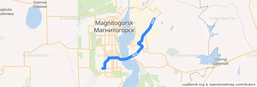 Mapa del recorrido Трамвай №28:Прокатмонтаж - Тевосяна de la línea  en Магнитогорский городской округ.