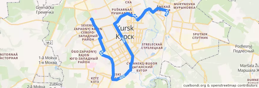 Mapa del recorrido Маршрут трамвая №2: "Железнодорожный вокзал - Автовокзал" de la línea  en городской округ Курск.