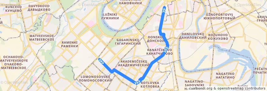 Mapa del recorrido Трамвай 26: Метро «Университет» => Метро «Октябрьская» de la línea  en Moskau.