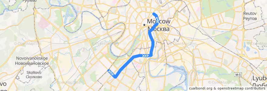 Mapa del recorrido Трамвай 39: Метро «Университет» => Метро «Чистые пруды» de la línea  en Moskou.