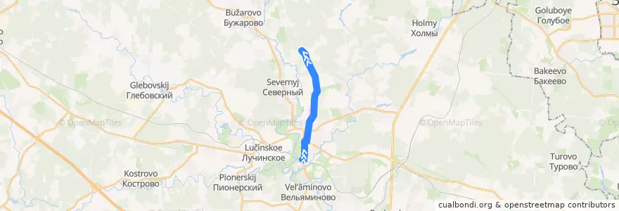Mapa del recorrido №28 ст. Истра - Полевшина de la línea  en городской округ Истра.