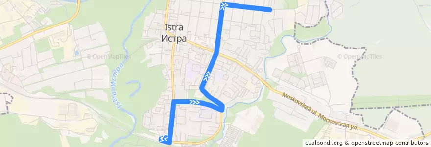 Mapa del recorrido №3 ст. Истра - Большевик de la línea  en городской округ Истра.