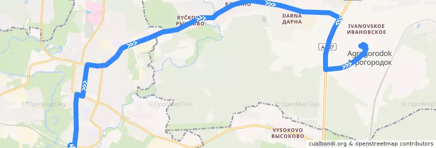 Mapa del recorrido №39 ст.Истра - Агрогородок de la línea  en городской округ Истра.