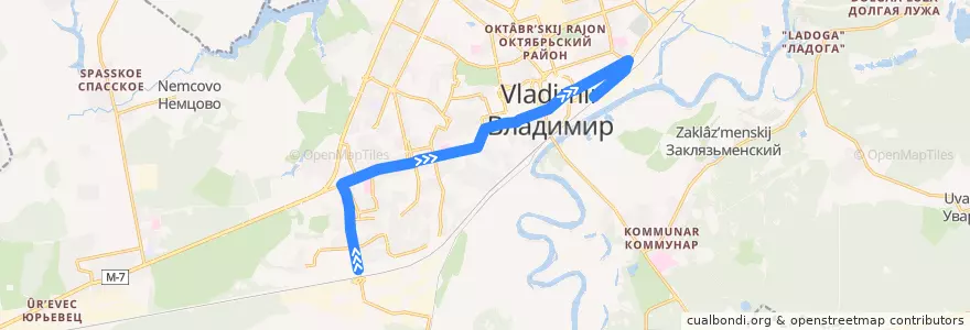 Mapa del recorrido Троллейбус №5: улица Фатьянова -> Вокзал de la línea  en городской округ Владимир.
