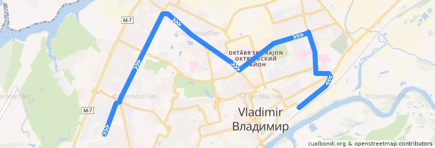 Mapa del recorrido Троллейбус №10: улица Балакирева -> Вокзал de la línea  en городской округ Владимир.