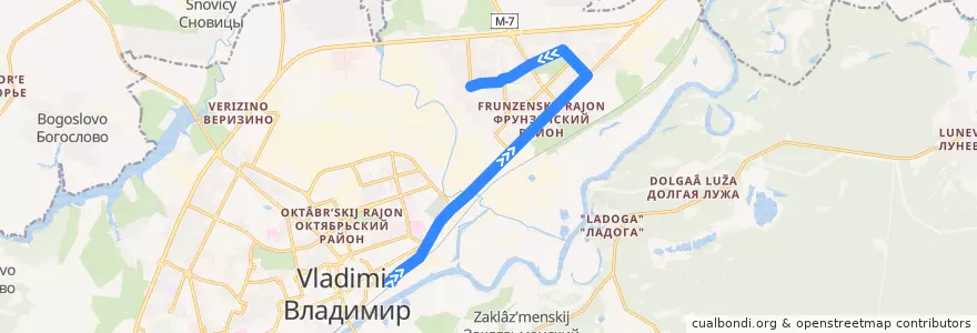 Mapa del recorrido Троллейбус №12: Вокзал -> улица Безыменского de la línea  en городской округ Владимир.