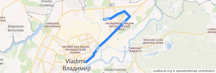 Mapa del recorrido Троллейбус №12: улица Безыменского -> Вокзал de la línea  en городской округ Владимир.
